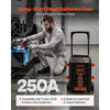 VEVOR Wheeled Battery Charger 6V/12V/24V 50A/250A/100A Car Charger Starter, Heavy Duty Automotive Car Battery Maintainer Engine Start, Fully Automatic, with Wheels, for Lead-Acid and Lithium Batteries