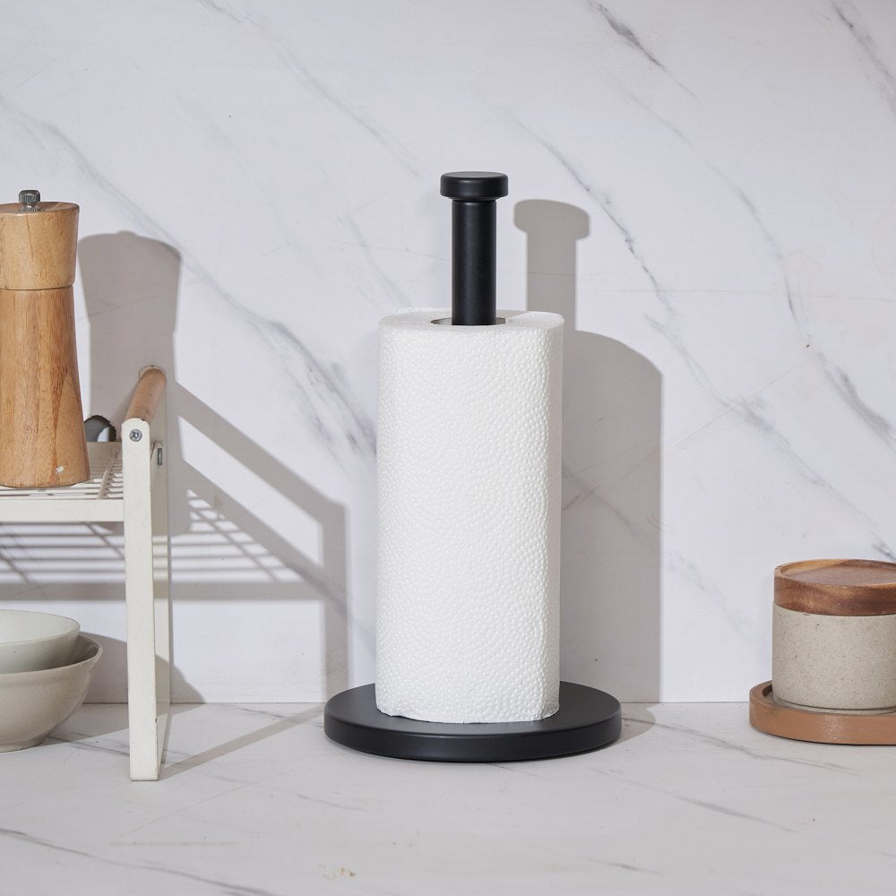 VEVOR Paper Towel Holder Countertop, Stainless Steel Kitchen Paper Towel Stand with Weighted Base and Suction Cups, Non-slip Countertop Kitchen Paper Roll Holders for Kitchen Bathroom