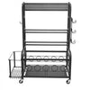 VEVOR Yoga Mat Storage Rack, Home Gym Workout Equipment Organizer, Powder Coated Finish Steel Yoga Mat Holder with Hooks & Wheels, Weight Rack for Dumbbell, Kettlebell, Foam Roller, and Yoga Strap