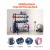 VEVOR Yoga Mat Storage Rack, Powder Coated Finish Steel Yoga Mat Holder, Home Gym Workout Equipment Organizer with Hooks & Wheels, Weight Rack for Foam Roller, Dumbbell, Kettlebell, and Yoga Strap