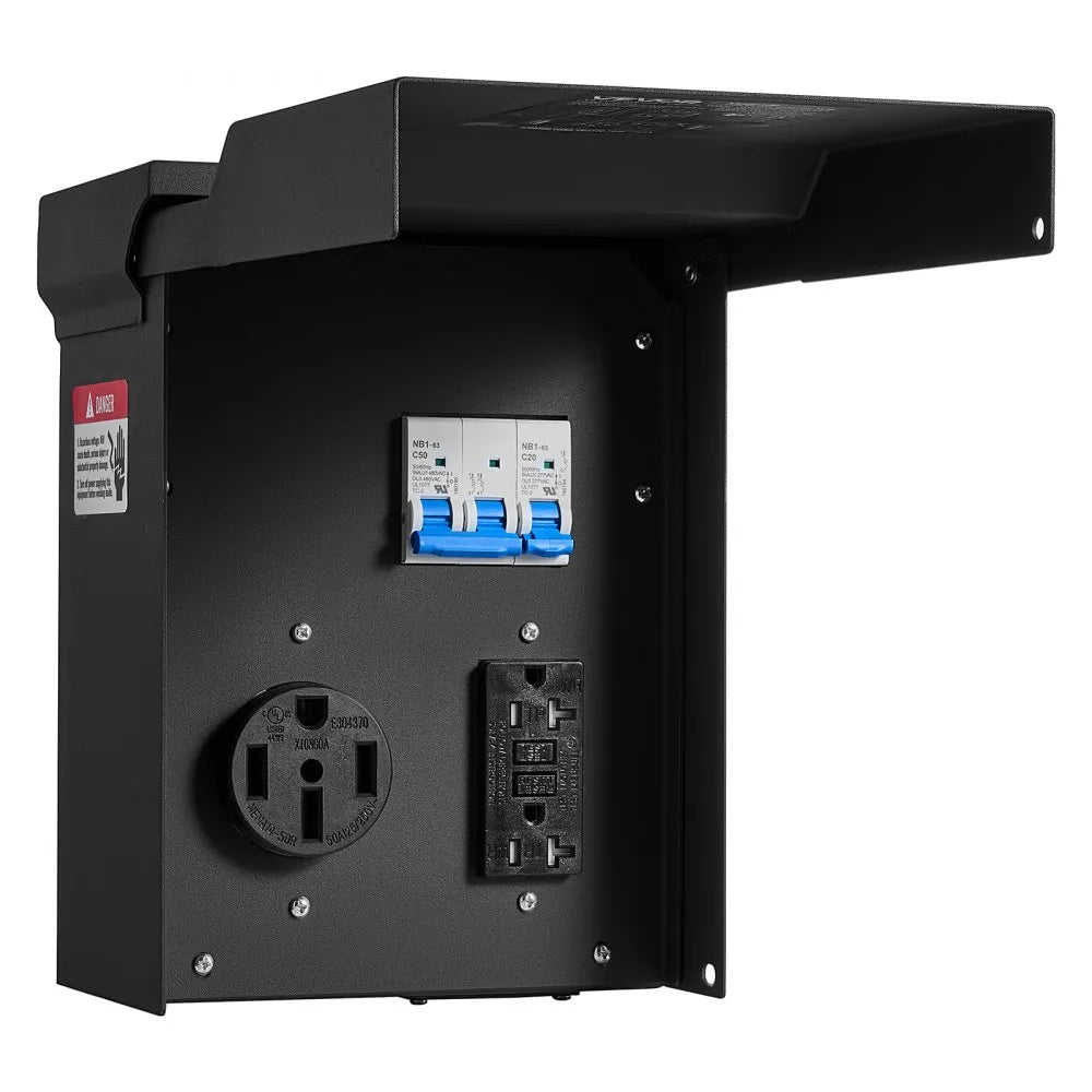 Vevor Power Outlet Box 50/20 Amp RV Temporary Electrical Panel with Breaker New