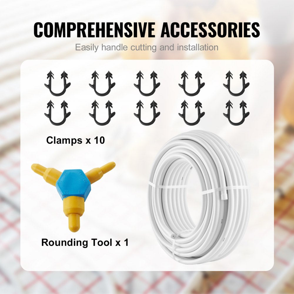 VEVOR PEX-AL-PEX Tube, 164 ft, 0.79'' Diameter Aluminum-Plastic Composite Pipe Oxygen Barrier Radiant Floor PEX Pipe, 0.08'' Thickness Radiant Heat Floor Plumbing Inner Aluminum Layer PEX Tubing Pipe