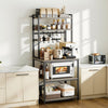 VEVOR Kitchen Bakers Rack, 23.6 inch Width Bakers Rack, Kitchen Stand with X-Shaped Support Bar, 12 S-Shaped Hooks, Double-Layer Top Shelf, Coffee Bar Stand for Dishes & Bowls, Spice Bottles