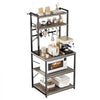 VEVOR Kitchen Bakers Rack, 23.6 inch Width Bakers Rack, Kitchen Stand with X-Shaped Support Bar, 12 S-Shaped Hooks, Double-Layer Top Shelf, Coffee Bar Stand for Dishes & Bowls, Spice Bottles