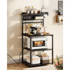 VEVOR Kitchen Bakers Rack, 4.6ft Power Cable Bakers Rack with Power Outlet, Kitchen Stand with X-Shaped Support Bar, 8 S-Shaped Hooks, Coffee Bar Stand for Dishes, Spice Bottles, Built-In Power Strip
