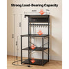 VEVOR Kitchen Bakers Rack, 4.6ft Power Cable Bakers Rack with Power Outlet, Kitchen Stand with X-Shaped Support Bar, 8 S-Shaped Hooks, Coffee Bar Stand for Dishes, Spice Bottles, Built-In Power Strip