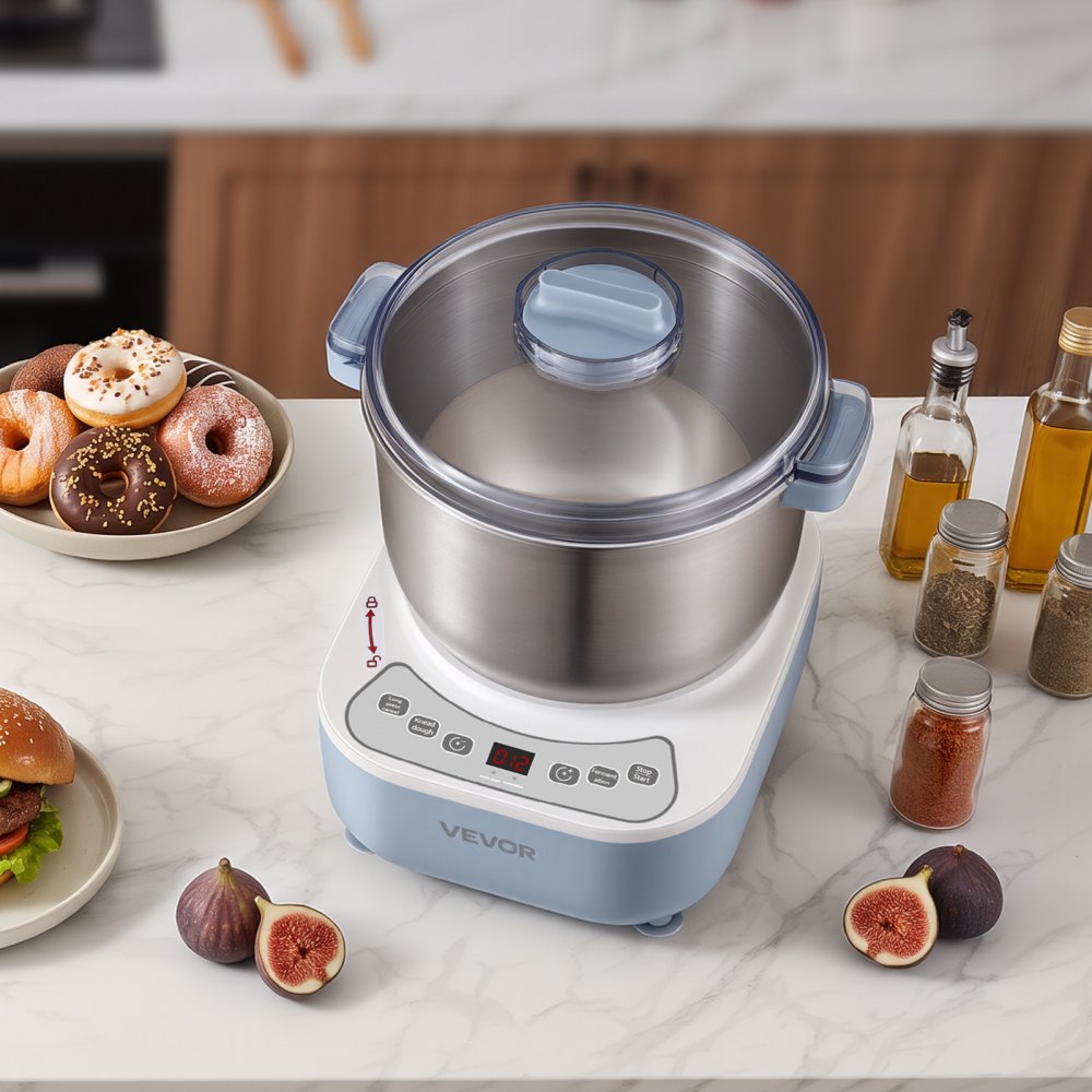 VEVOR Dough Mixer 6.9 Quart Electric Dough Maker with Ferment Function, for Pizza, Pasta, and Sourdough, 304 Stainless Steel Bowl, Timer, Face-up Control Panel, Household Dough Kneading Machine