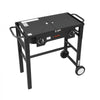 VEVOR 2 Burner Outdoor Propane Gas Stove, 150,000 BTU Propane LPG Gas Camping Stove, Foldable Heavy-duty Carbon Steel Outdoor Cooker, with Wheels & Shield & 20 PSI Regulator, for BBQ Camp Home Patio