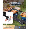VEVOR 2 Burner Outdoor Propane Gas Stove, 150,000 BTU Propane LPG Gas Camping Stove, Heavy-duty Carbon Steel Outdoor Cooker, with 2 Wheels & 20 PSI Regulator & Hose, for BBQ Camp Home Patio Backyard
