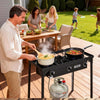 VEVOR 3 Burner Outdoor Propane Gas Stove, 225,000 BTU Propane LPG Gas Camping Stove, Heavy-duty Carbon Steel Outdoor Cooker, with Shield & Tall Stand & Regulator, for BBQ Camp Home Patio Backyard
