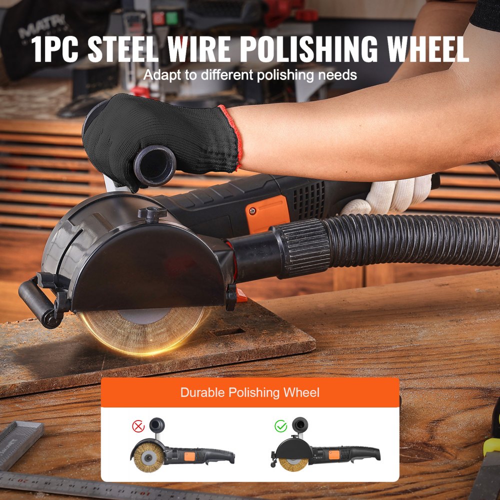VEVOR Burnishing Polishing Machine, 1300W 6 Variable Speed Surface Conditioning Tool, Handheld Electric Metal Burnishing Machine with Steel Wire Burnishing Wheel for Stainless Steel, Metal