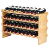 VEVOR 36 Bottle Stackable Modular Wine Rack, 4-Tier Solid Bamboo Wood Storage Racks, Floor Freestanding Wines Holder Display Shelf, Wobble-Free Shelves for Kitchen, Bar, and Cellar (Natural Color)
