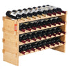 VEVOR 36 Bottle Stackable Modular Wine Rack, 4-Tier Solid Bamboo Wood Storage Racks, Floor Freestanding Wines Holder Display Shelf, Wobble-Free Shelves for Kitchen, Bar, and Cellar (Natural Color)