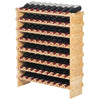 VEVOR 72 Bottle Upgrade Modular Wine Rack, Continuously Store Pinot Bottles, 8-Tier Bamboo Wood Storage Rack, Floor Freestanding Wines Holder Display Shelf, Wobble-Free Shelves for Kitchen Bar Cellar