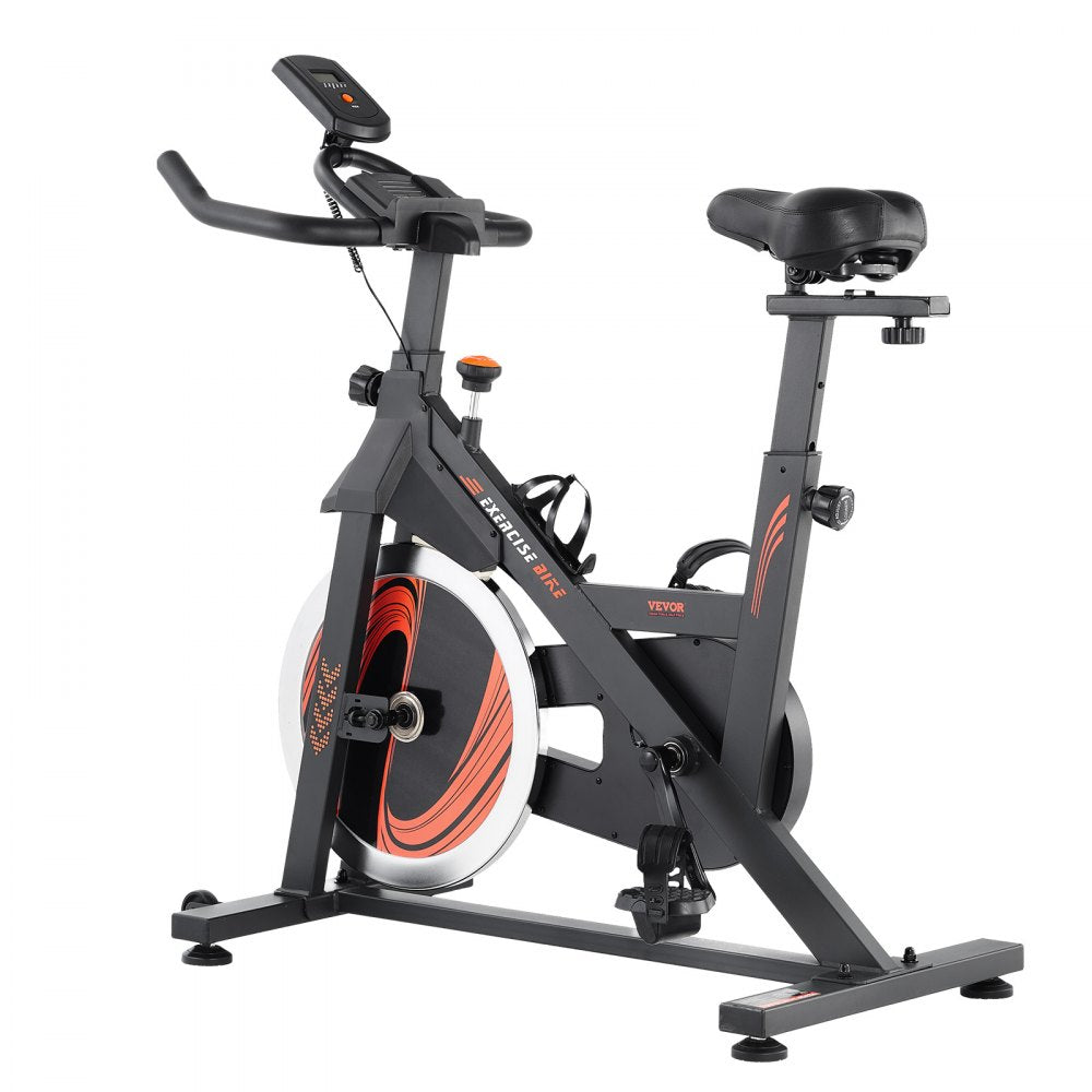 VEVOR Exercise Bike, Adjustable Stationary Bike, Indoor Cycling Bike for Home Cardio, Workout Bike with Silent Belt Drive, Comfortable Seat Cushion, LCD Monitor, and Heavy Flywheel