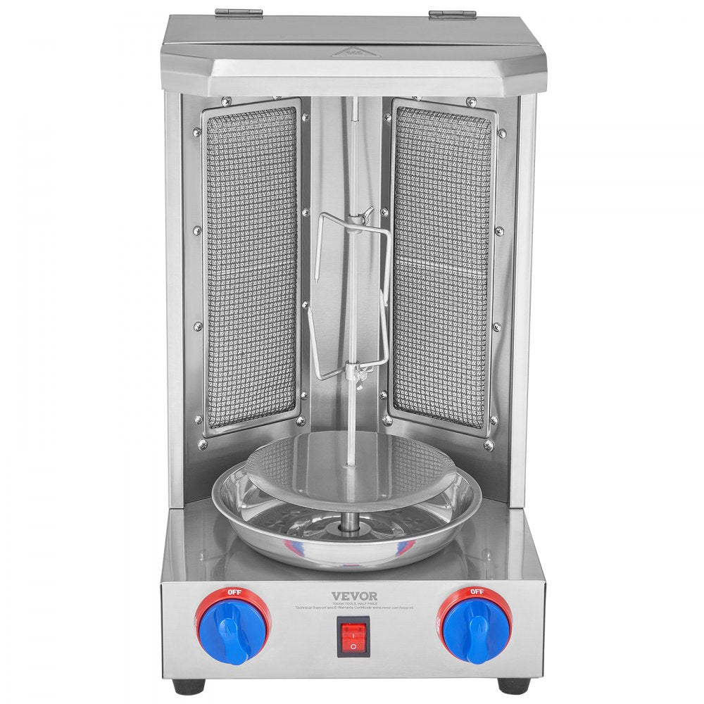 VEVOR Shawarma Grill Machine, 13 lbs Capacity, Chicken Shawarma Cooker Machine with 2 Burners, Gas Vertical Broiler Gyro Rotisserie Oven Doner Kebab Machine, for Home Restaurant Kitchen Parties