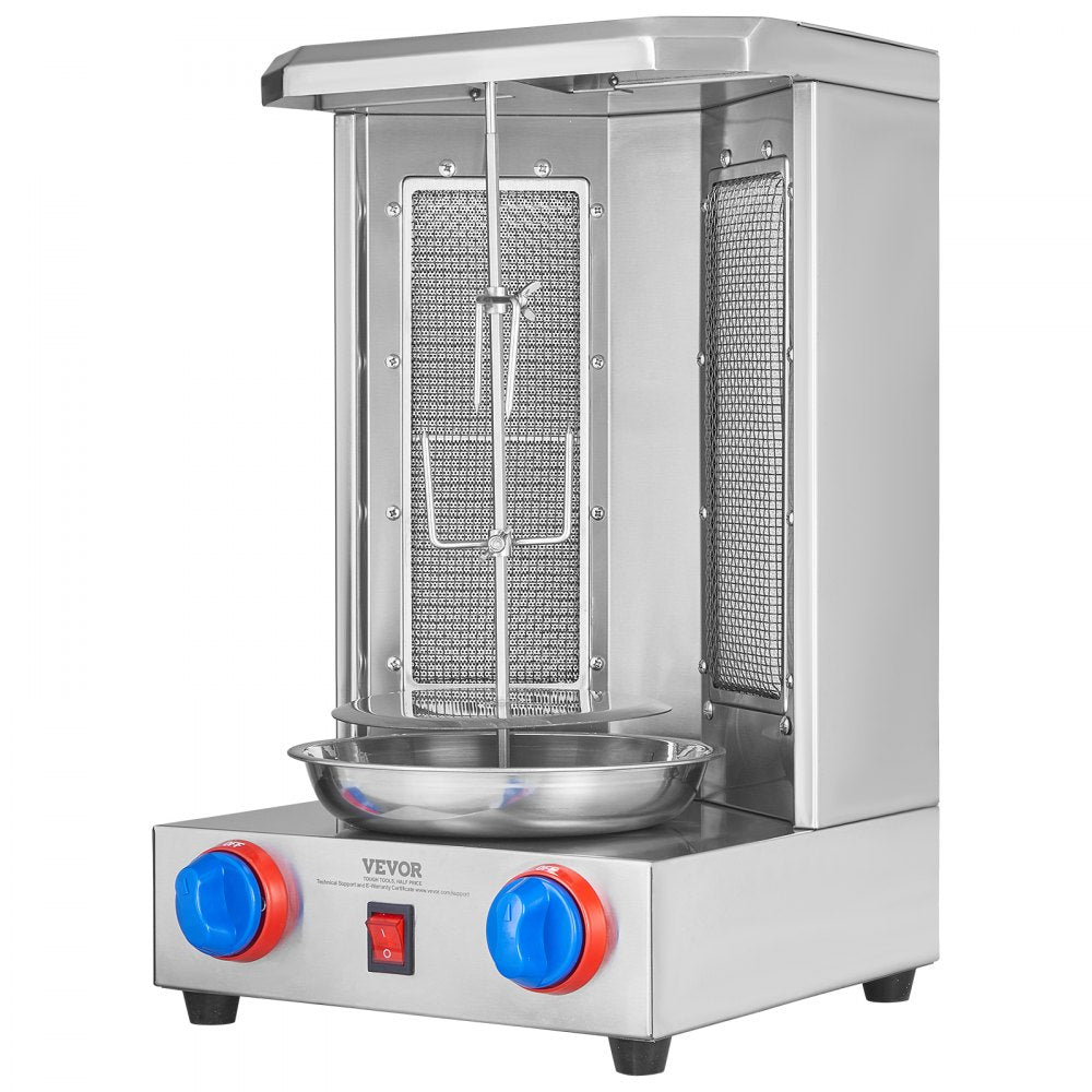 VEVOR Shawarma Grill Machine, 13 lbs Capacity, Chicken Shawarma Cooker Machine with 2 Burners, Gas Vertical Broiler Gyro Rotisserie Oven Doner Kebab Machine, for Home Restaurant Kitchen Parties