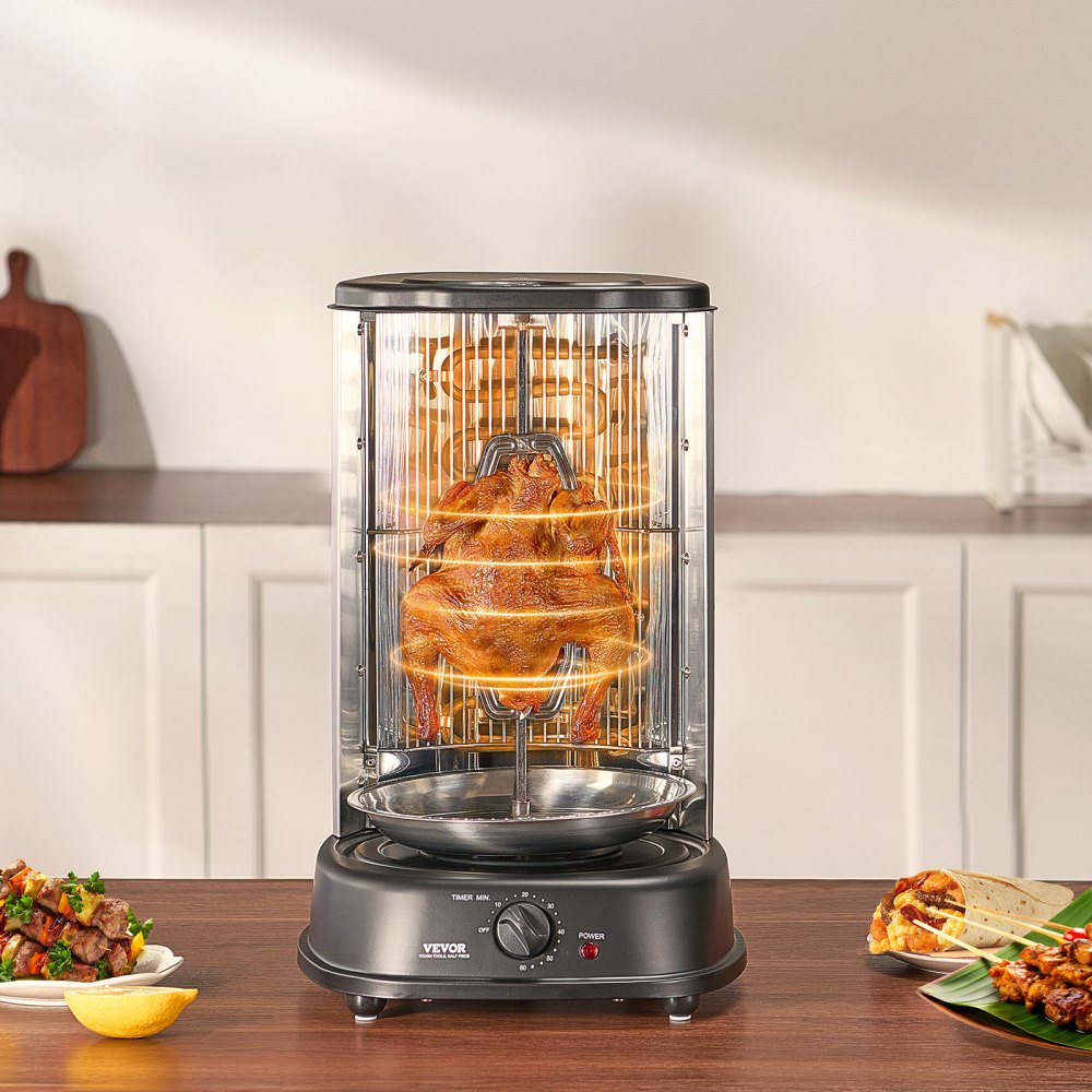 VEVOR Shawarma Grill Machine, Vertical Chicken Shawarma Cooker Machine Countertop, Electric Stainless Steel Broiler Gyro Rotisserie Oven Doner Kebab Machine, for Home Restaurant Kitchen Parties