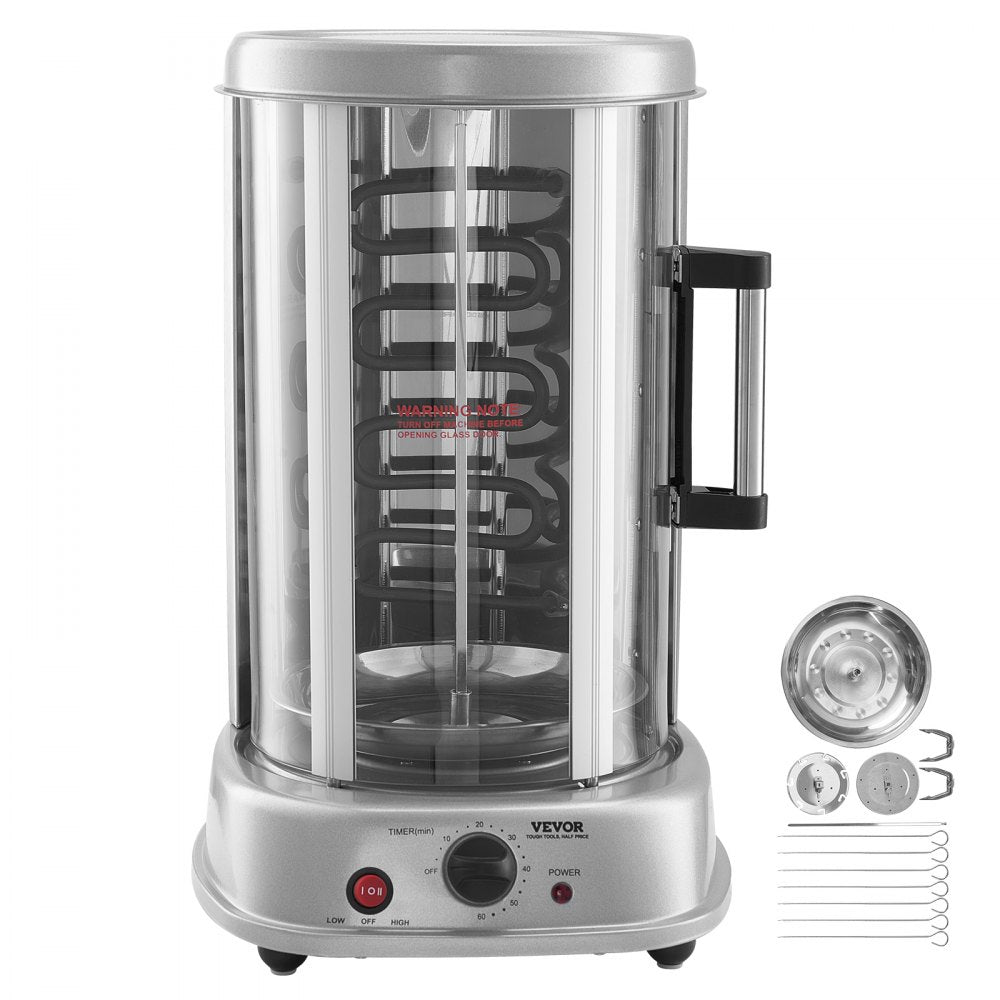 VEVOR Shawarma Grill Machine, Vertical Chicken Shawarma Cooker Machine Countertop, Electric Stainless Steel Broiler Gyro Rotisserie Oven Doner Kebab Machine, for Home Restaurant Kitchen Parties