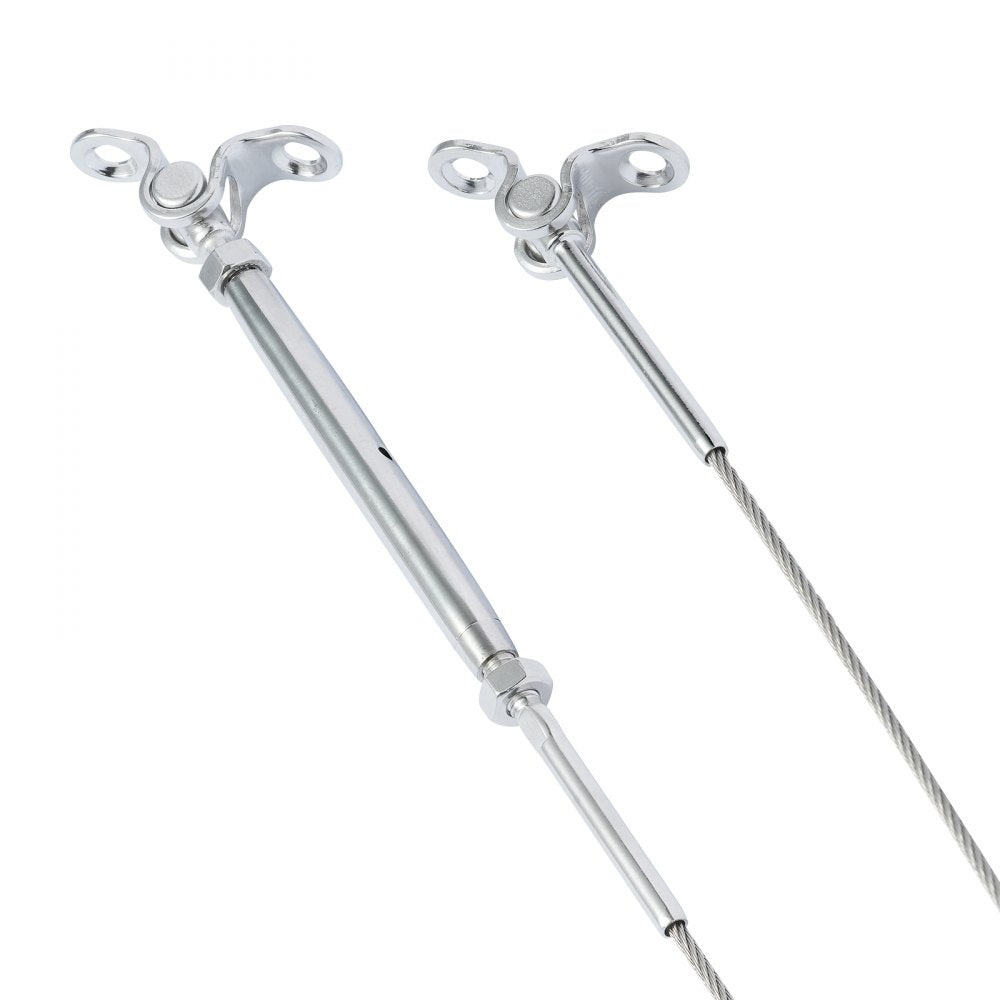 VEVOR T316 Stainless Steel Adjustable Angle 1/8" Cable Railing Kit/Hardware for Wood Post，Marine Grade for 1/8"Wire Rope,0-180-Degree Angle & Easy Installation, Silver (10 Pack)