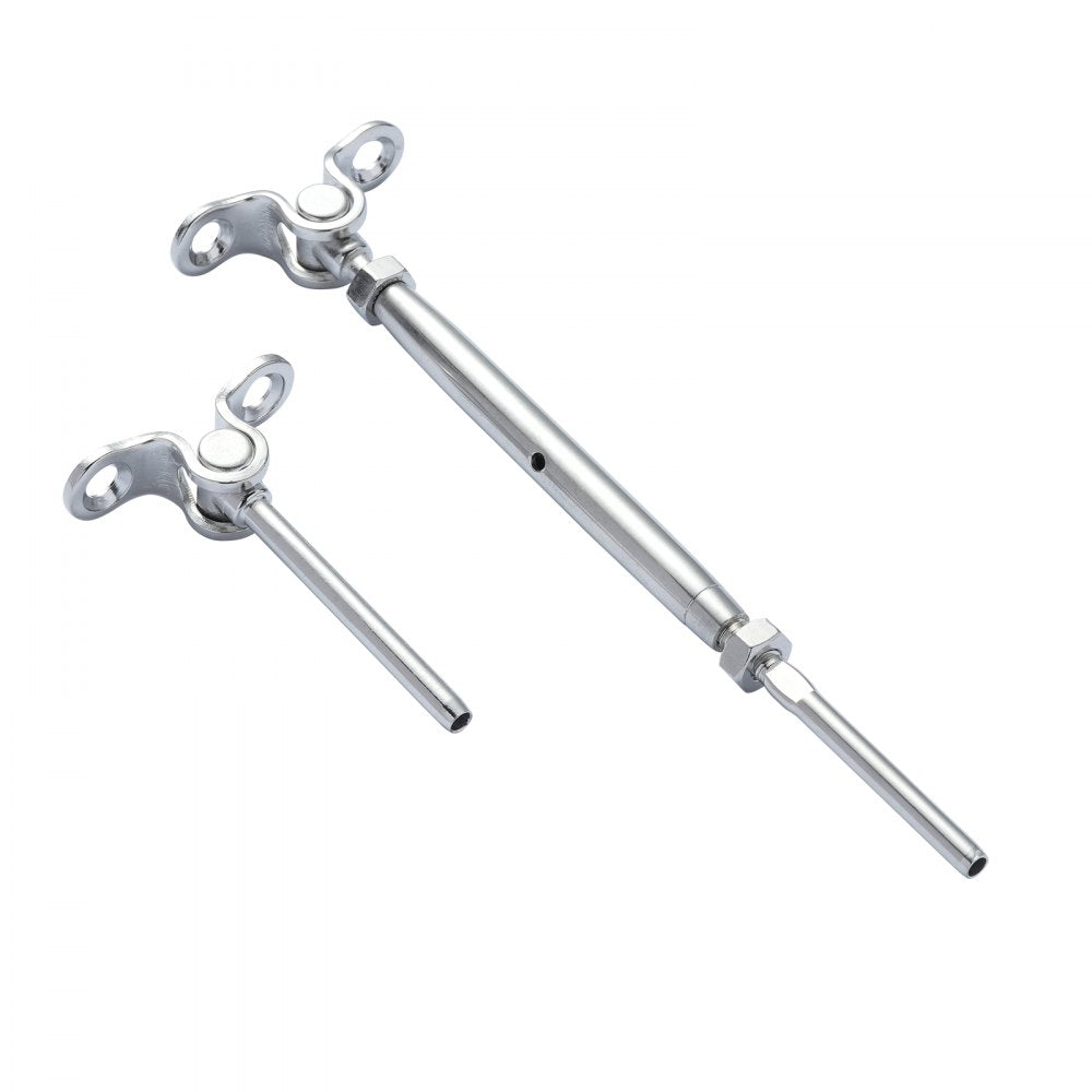 VEVOR T316 Stainless Steel Adjustable Angle 1/8" Cable Railing Kit/Hardware for Wood Post，Marine Grade for 1/8"Wire Rope,0-180-Degree Angle & Easy Installation, Silver (20 Pack)