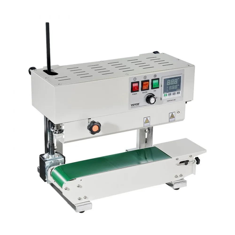 VEVOR Continuous Bag Band Sealing Machine, 0.24-0.47 in/6-12 mm Seal Width, Vertical Band Sealer Machine with Digital Temperature Control, Carbon Steel Bag Sealer for 0.02-0.8 mm Plastic Bags Films