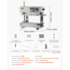 VEVOR Continuous Bag Band Sealing Machine, 0.24-0.47 in Seal Width, Vertical Band Sealer Machine with Roller Printing , Temp & Speed Adjustable, Heat Sealing Machine for 0.001-0.03 in Plastic Bags