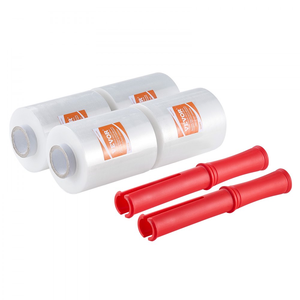 VEVOR Stretch Film, 5 inches x 1000 feet, 4 Pack, 80 Gauge Industrial Strength Clear Durable Stretch Wrap Roll, Heavy Duty Shrink Film Stretch Wrap with Handles for Pallet Wrapping Shipping Moving