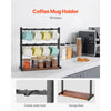 VEVOR Coffee Mug Holder for Countertop, 16 Hooks Coffee Cup Holder with Storage Base, 2 Tier Mugs Tree Rack Carbon Steel & Wood Mug Display Stand, for Coffee Bar Home Storage and Display (Matte Black)