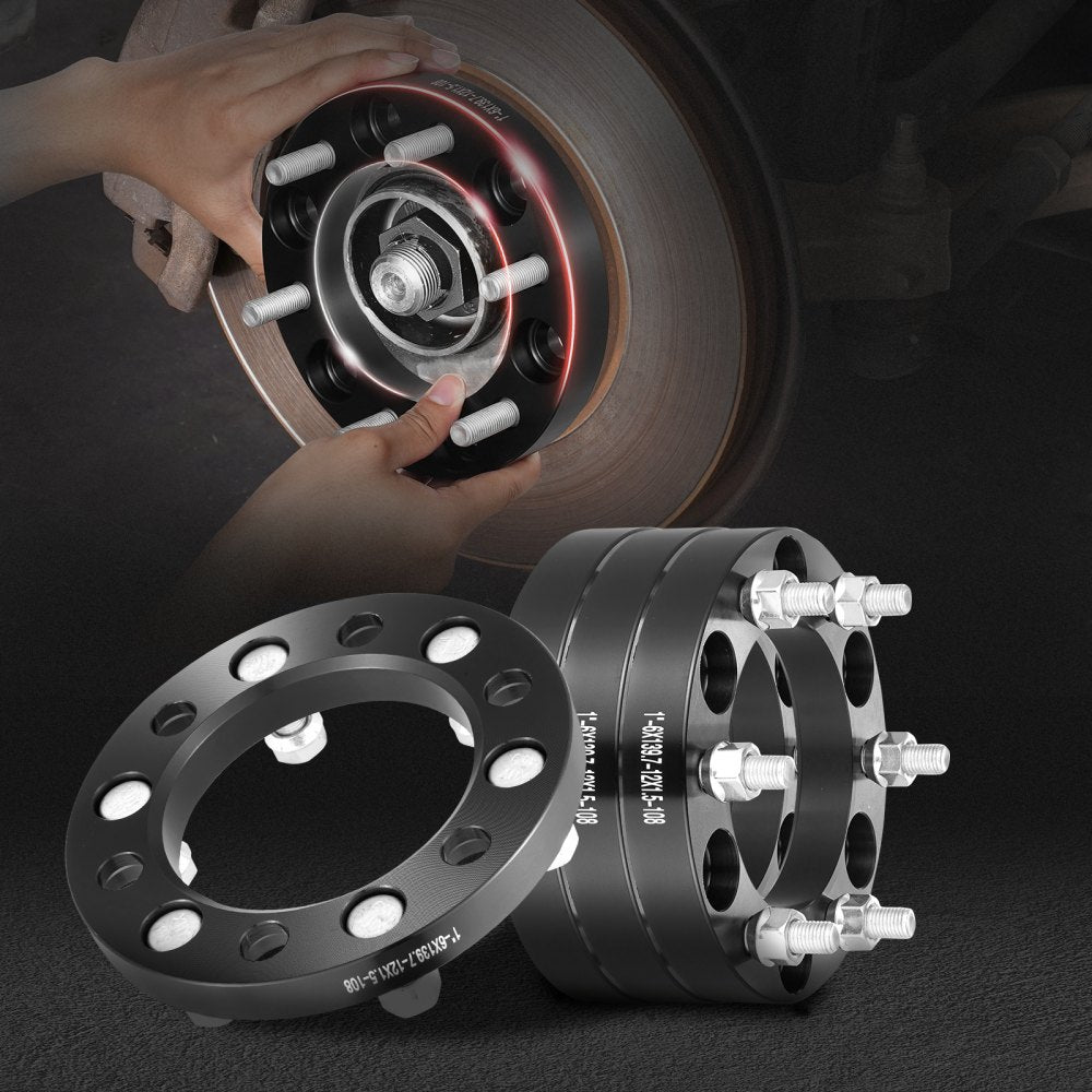 VEVOR Wheel Spacers, 1" 6"x5.5" Wheel Adapters, 6 Lug Forged Spacer, 108 mm Bore Hubcentric M12 x1.5 Studs Spacers, Fit for 1979-2022 Toyota, Hummer, Lexus, Chevrolet, Honda, 4 PCS Black