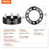 VEVOR Wheel Spacers, 2" 6"x5.5" Wheel Adapters, 6 Lug Forged Spacer, 108 mm Bore Hubcentric M14 x1.5 Studs Spacers, Fit for 1988-2023 Chevrolet, GMC, and Cadillac, 4 PCS Black