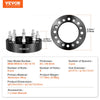 VEVOR Wheel Spacers, 2" 8"x6.5" Wheel Adapters, 8 Lug Forged Spacer, 126 mm Bore Hubcentric 9/16"-18 Studs Spacers, Fit for Dodge Ram 2500, Ram 3500 and Ford F250,  F350, 2 PCS Black