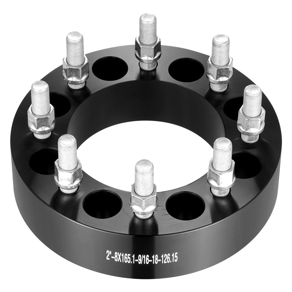 VEVOR Wheel Spacers, 2" 8"x6.5" Wheel Adapters, 8 Lug Forged Spacer, 126 mm Bore Hubcentric 9/16"-18 Studs Spacers, Fit for Dodge Ram 2500, Ram 3500 and Ford F250,  F350, 2 PCS Black