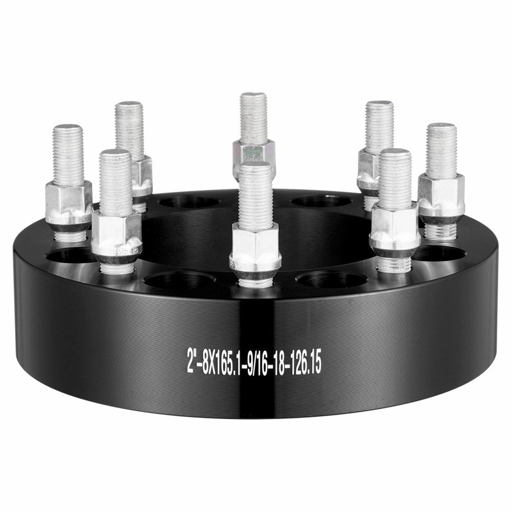 VEVOR Wheel Spacers, 2" 8"x6.5" Wheel Adapters, 8 Lug Forged Spacer, 126 mm Bore Hubcentric 9/16"-18 Studs Spacers, Fit for Dodge Ram 2500, Ram 3500 and Ford F250,  F350, 2 PCS Black