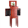 VEVOR Jewelry Cabinet Armoire, Standing Wood Jewelry Storage Chest with 3 Drawers, Flip Top Mirror, 4 Top Storage Compartments, Zinc Alloy Handles, 2 Side Doors with 6 Necklace Hooks