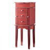 VEVOR Jewelry Cabinet Armoire, Standing Wood Jewelry Storage Chest with 3 Drawers, Flip Top Mirror, 4 Top Storage Compartments, Zinc Alloy Handles, 2 Side Doors with 6 Necklace Hooks