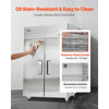VEVOR Commercial Freezer, 31.89 in Width Reach In Upright-Freezer Double Door, 32.1 Cu.ft Auto-Defrost Stainless Steel Freezer with 8 Adjustable Shelves, -11 to 14℉ Temp Control, LED Light, 4 Wheels