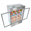 VEVOR Commercial Refrigerator, 32.2 in Width Reach In Upright Refrigeration Double Glass Door, 43.2 Cu.ft Auto-Defrost Stainless Steel Refrigerator with 8 Adjustable Shelves, 32 to 50℉ Temp Range