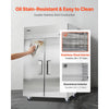 VEVOR Commercial Refrigerator, 31.89 in Width Reach In Upright Refrigeration Double Door, 32.1 Cu.ft Auto-Defrost Stainless Steel Refrigerator with 8 Adjustable Shelves, 32 to 50℉ Temp Range, 4 Wheels