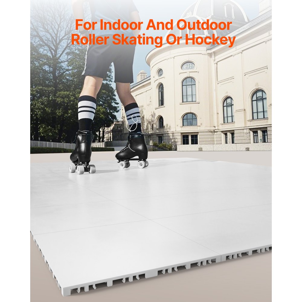 VEVOR Dryland Tiles for Hockey Floor Mat, 12 x 12 in 15 Pcs Interlocking Versatile Training Surface, Dance Floor Tiles, Hockey Training Equipment Board for Shooting (Ash Gray, 15 sq. ft/Box)
