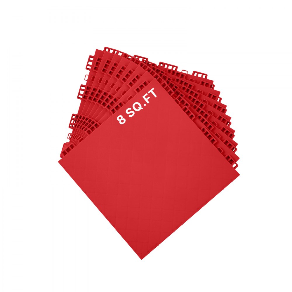 VEVOR Dryland Tiles for Hockey Floor Mat, 12 x 12 in 8 Pcs Interlocking Versatile Training Surface, Dance Floor Tiles, Hockey Training Equipment Board for Shooting (Red, 8 sq. ft/Box)