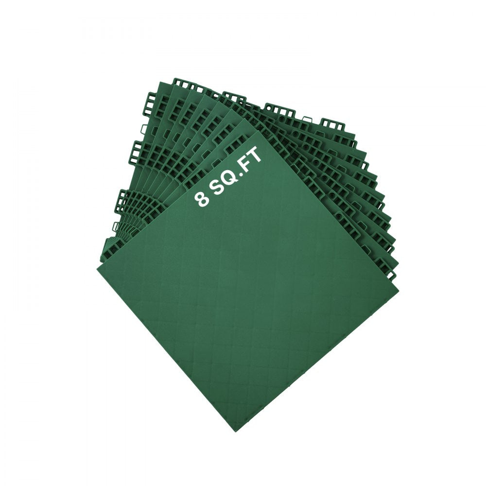 VEVOR Dryland Tiles for Hockey Floor Mat, 12 x 12 in 8 Pcs Interlocking Versatile Training Surface, Dance Floor Tiles, Hockey Training Equipment Board for Shooting (Green, 8 sq. ft/Box)