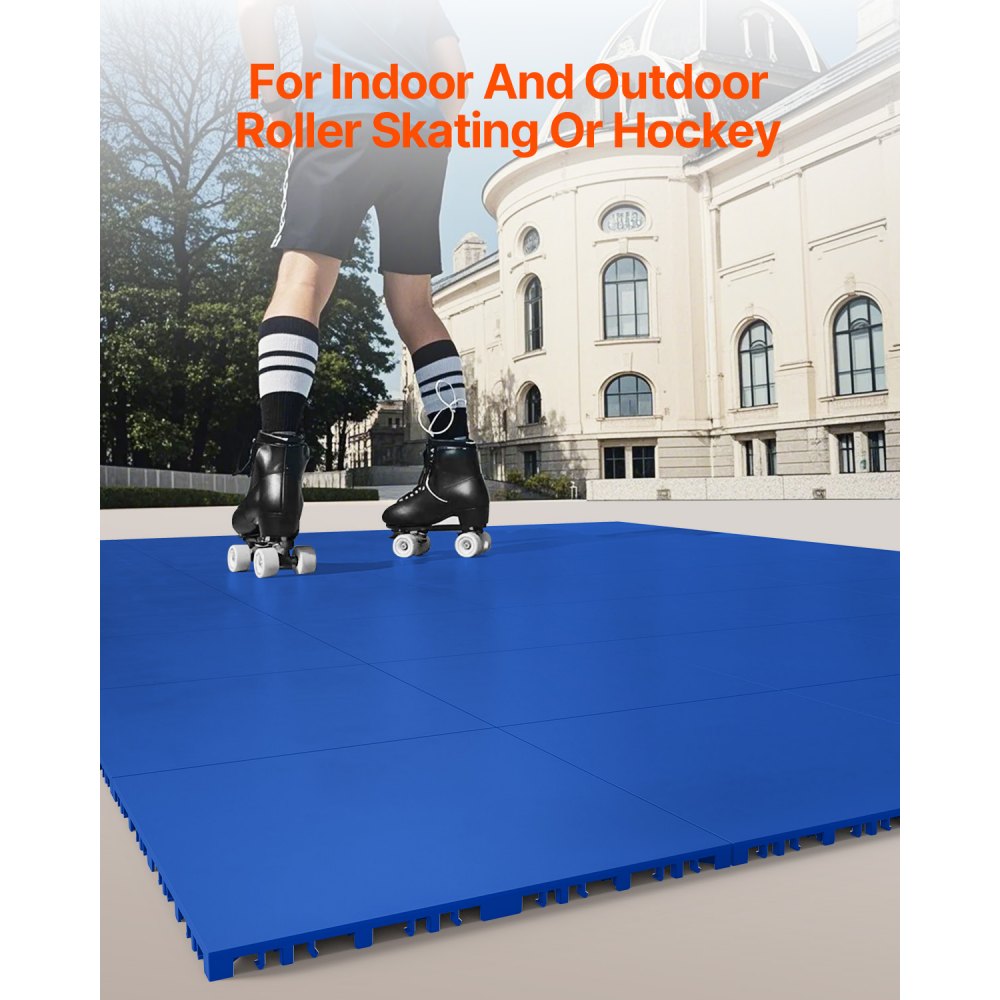 VEVOR Dryland Tiles for Hockey Floor Mat, 12 x 12 in 8 Pcs Interlocking Versatile Training Surface, Dance Floor Tiles, Hockey Training Equipment Board for Shooting (Blue, 8 sq. ft/Box)
