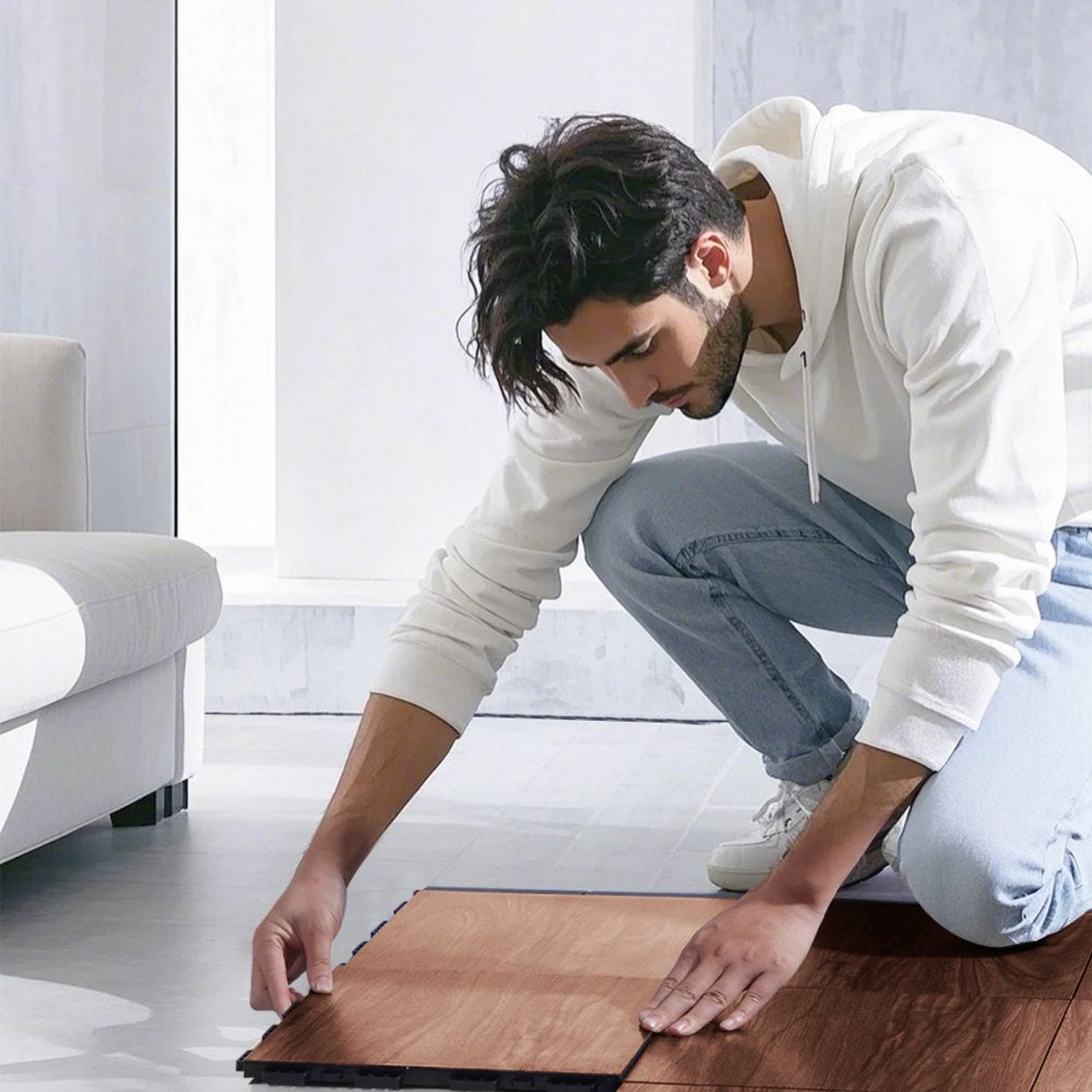 VEVOR Dance Floor Tiles, 12.4 x 12.4 in 25 Piece Interlocking Dance Flooring, Portable Dance Practice Floor with Cushioned Base  (Oak Wood Grain, 25 sq. ft/Box )