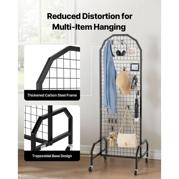 Vevor Grid Wall Panels 2-Pack 1.9' x 5.4' Wire Display Rack with Wheel ...