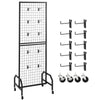 VEVOR Grid Wall Panel, 1.9 x 5.4 ft Wire Grid Panels Display Rack, Movable Art Display Shelf with Wheels and 10 Hooks, Black Carbon Steel Gridwall for Craft Show, Decoration, Storage, Notice Board