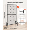 VEVOR 2 Packs Grid Wall Panels, 2.9 x 5.9 ft Wire Grid Panels Display Rack, Movable Art Display Shelf with Wheels and 10 Hooks, Black Carbon Steel Gridwall for Craft Show, Decor, Storage, Notice Board