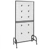 VEVOR 2 Packs Grid Wall Panels, 2.9 x 5.9 ft Wire Grid Panels Display Rack, Movable Art Display Shelf with Wheels and 10 Hooks, Black Carbon Steel Gridwall for Craft Show, Decor, Storage, Notice Board