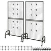 VEVOR 2 Packs Grid Wall Panels, 2.9 x 5.9 ft Wire Grid Panels Display Rack, Movable Art Display Shelf with Wheels and 10 Hooks, Black Carbon Steel Gridwall for Craft Show, Decor, Storage, Notice Board