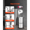 VEVOR Free Standing Toilet Paper Holder with Shelf, 3-in-1 Premium Metal Material, Store Up to 4 Mega Rolls, Elevated Base Design, Tissue Roll Storage Rack for Bathroom, Washroom, Matte Black
